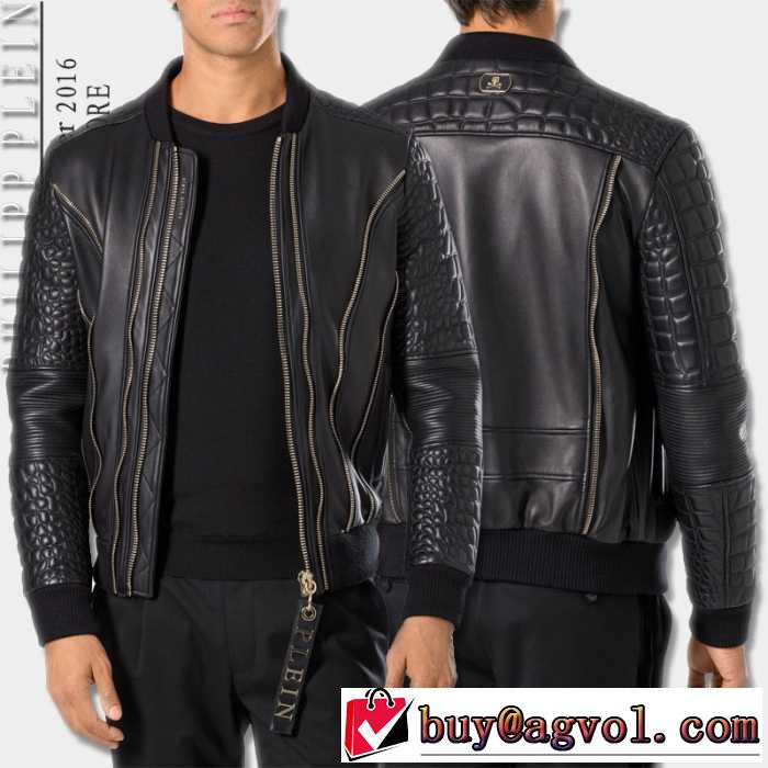 SALE!今季 2016秋冬 フィリッププレインPHILIPP PLEIN  フェイクファー製のコート レザーブルゾン