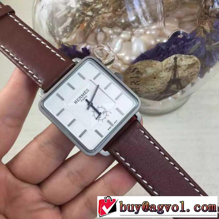 ムダな装飾を排したデザイン2016 エルメス HERMES 腕時計 スイスクオーツムーブメント 2色可選