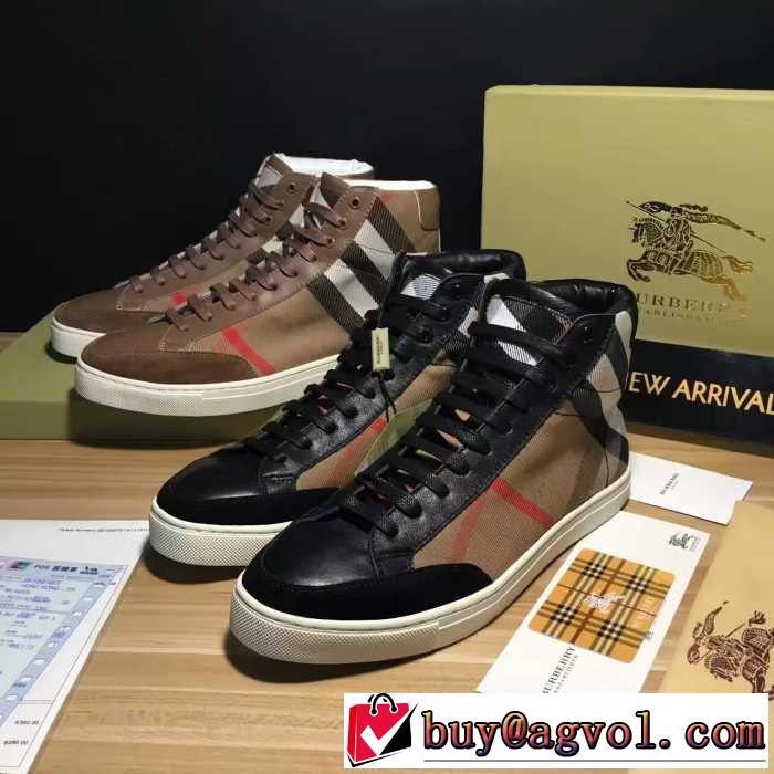 2016秋冬 魅力的  バーバリーBURBERRY ハイトップシューズ 2色可選