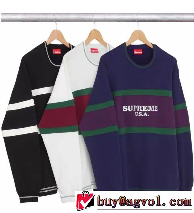 肌触りの気持ちい〜 Supreme 16fwCenter Stripe Crewneck パーカー 男女兼用